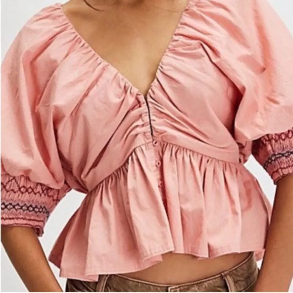 Free People Where We Meet Smocked Blouse